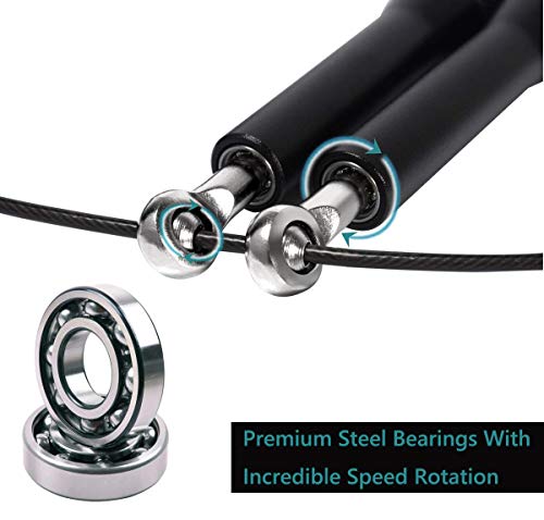 OUNDEAL Comba, Cuerda Saltar de Velocidad con Cable de Acero de 3 Metros, Cuerda para Saltar de Aluminio Ajustable para Fitness Comba Crossfit para Hombre y Mujer OUNDEAL Comba, Cuerda Saltar de Velocidad con Cable de Acero de 3 Metros, Cuerda para Saltar de Aluminio Ajustable para Fitness Comba Crossfit para Hombre y Mujer
