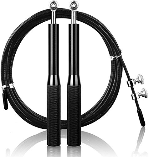 OUNDEAL Comba, Cuerda Saltar de Velocidad con Cable de Acero de 3 Metros, Cuerda para Saltar de Aluminio Ajustable para Fitness Comba Crossfit para Hombre y Mujer