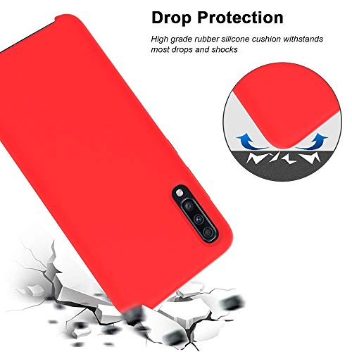 Oureidoo Funda para Samsung Galaxy A70, Funda para Silicona Líquida con [Tacto Agradable] [Protección contra Caídas] [Anti-Arañazos] para Samsung Galaxy A70 DE 6.7"-Rojo