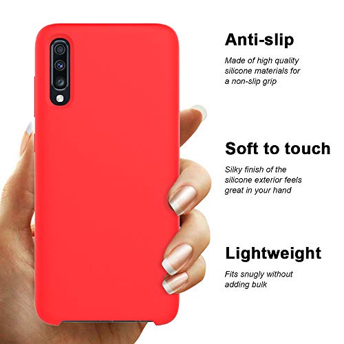 Oureidoo Funda para Samsung Galaxy A70, Funda para Silicona Líquida con [Tacto Agradable] [Protección contra Caídas] [Anti-Arañazos] para Samsung Galaxy A70 DE 6.7"-Rojo