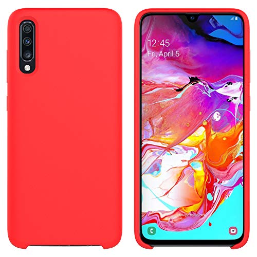 Oureidoo Funda para Samsung Galaxy A70, Funda para Silicona Líquida con [Tacto Agradable] [Protección contra Caídas] [Anti-Arañazos] para Samsung Galaxy A70 DE 6.7"-Rojo