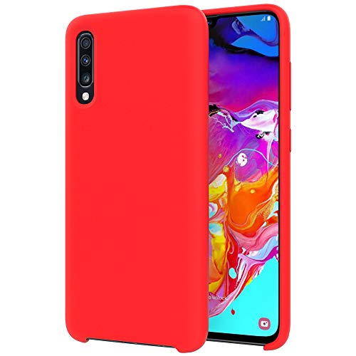 Oureidoo Funda para Samsung Galaxy A70, Funda para Silicona Líquida con [Tacto Agradable] [Protección contra Caídas] [Anti-Arañazos] para Samsung Galaxy A70 DE 6.7"-Rojo