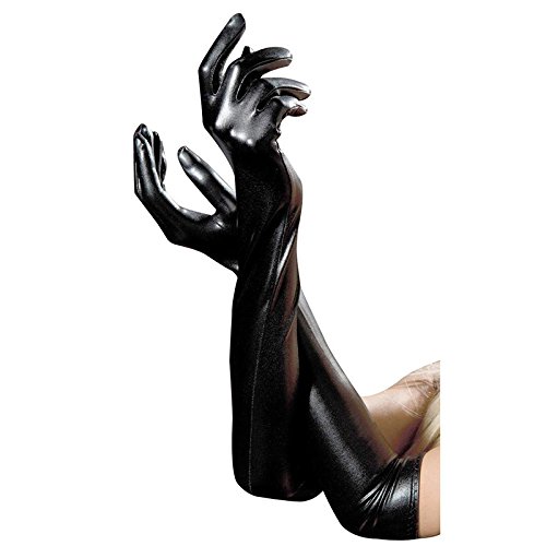 Ousyaah Guantes sexy para mujer Guantes largos de charol DS Pole Dance Performance Guantes Accesorios de ropa Guantes de cosplay, 54 cm (Negro)