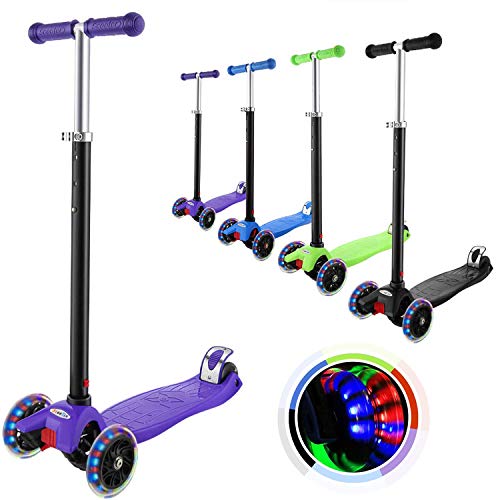 OUTCAMER Patinete Niño 3 a 12 Años Patinete 3 Ruedas con Led Luces Manillar Altura Ajustable 68-86cm para Niños y Niña Juegos Deportivos Scooter con Freno Posterior Monopatin Tres Ruedas Máxima 50 KG