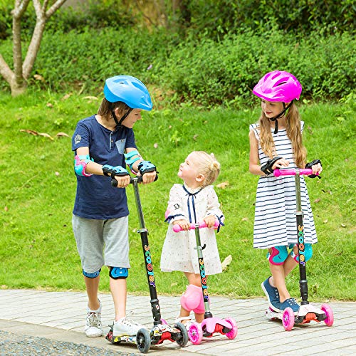 OUTCAMER Patinete Niño Niña 3 a 14 Años Patinete 3 Ruedas Led Luces con Patinete Plegable Scooter Altura Manillar Ajustable 75-84cm con Freno Posterior Monopatin Tres Ruedas Máxima 50 KG