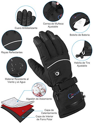 OUTCOOL Guantes Calefactables, Guantes Eléctricos de Moto Recargable de 3 Temperaturas Ajustables, Antideslizante y a Prueba de Viento, para Esquí, Senderismo, Equitación (L)