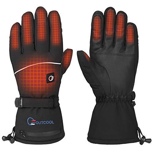 OUTCOOL Guantes Calefactables, Guantes Eléctricos de Moto Recargable de 3 Temperaturas Ajustables, Antideslizante y a Prueba de Viento, para Esquí, Senderismo, Equitación (L)