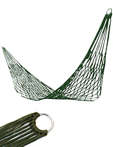Outdoor Saxx® - Hammock - Esterilla para colgar, red de paracaídas de paracaídas para viajes, camping, jardín, con ojales para fijación, superficie de descanso de 2 m x 80 cm, color verde oliva.