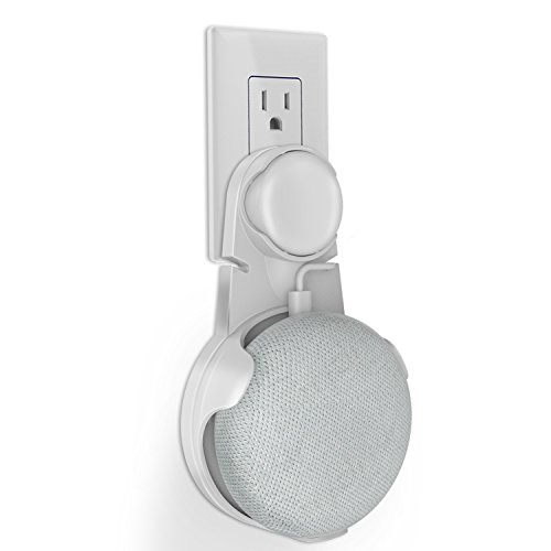 Outlet Wall Mount Stand Hanger for Google Home Mini, Compact Holder Case Plug in Kitchen Bathroom Bedroom, Hides The Google Home Mini Cord (White)