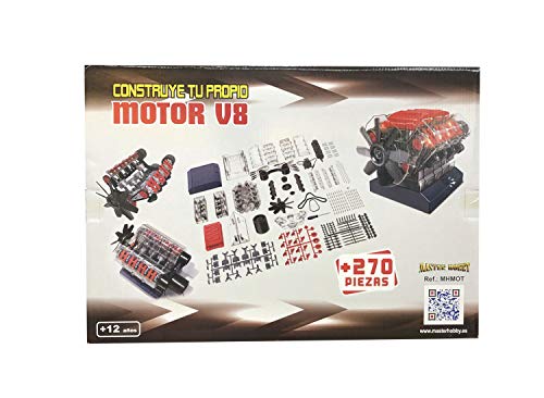 Outletdelocio. Maqueta Motor V8. Motorizado, Completamente Funcional. con Luz y Sonido. Kit de Montaje de 270 Piezas