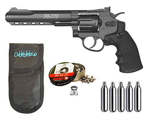 Outletdelocio. Revolver Perdigón Gamo PR-776. Calibre 4,5mm. + Funda portabombonas + balines + bombonas co2