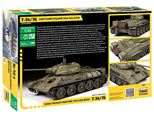 Outletdelocio. Zvezda 3689. Maqueta Tanque Ruso T-34/76 Mod. 1943 Uralmash. Kit de Montaje. Escala 1/35 Outletdelocio. Zvezda 3689. Maqueta Tanque Ruso T-34/76 Mod. 1943 Uralmash. Kit de Montaje. Escala 1/35