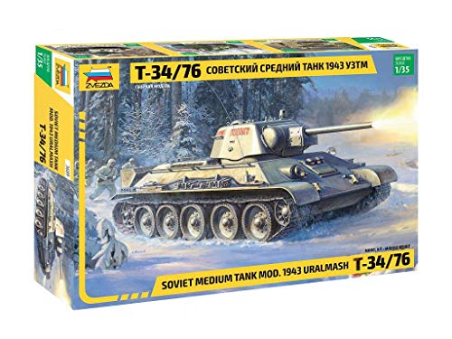 Outletdelocio. Zvezda 3689. Maqueta Tanque Ruso T-34/76 Mod. 1943 Uralmash. Kit de Montaje. Escala 1/35