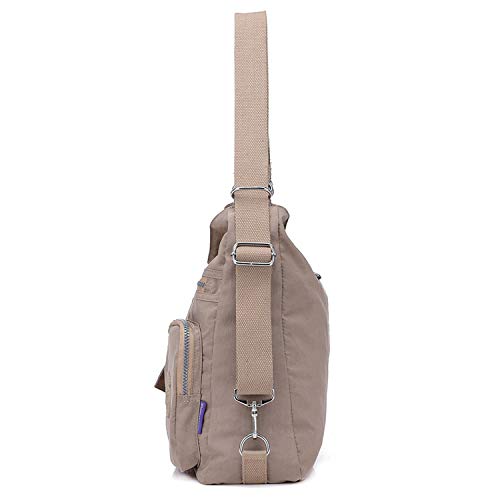 Outreo Mujer Bolsos de Moda Impermeable Mochilas Bolsas de Viaje Bolso Bandolera Sport Messenger Bag Bolsos Baratos Mano para Tablet Escolares Nylon (Beige One)