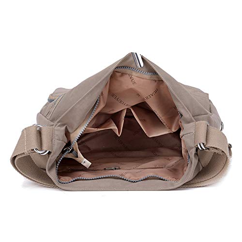 Outreo Mujer Bolsos de Moda Impermeable Mochilas Bolsas de Viaje Bolso Bandolera Sport Messenger Bag Bolsos Baratos Mano para Tablet Escolares Nylon (Beige One)