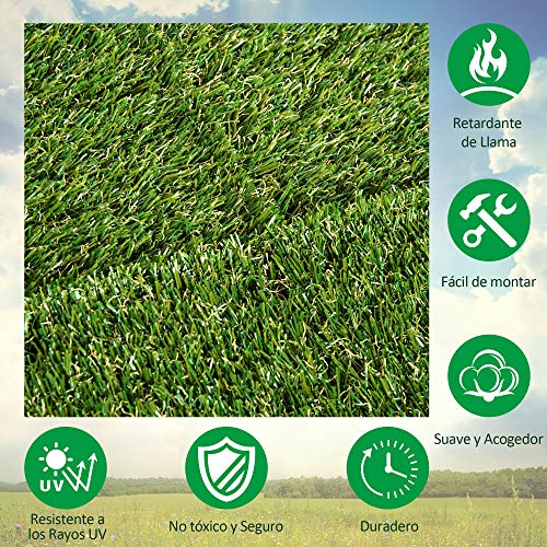 Outsunny Césped Artificial con Altura de Hierba 25mm Tipo Alfombra o Estera de Hierba Sintética de Exterior para Jardín y Terraza 25mm 10 Piezas Outsunny Césped Artificial con Altura de Hierba 25mm Tipo Alfombra o Estera de Hierba Sintética de Exterior para Jardín y Terraza 25mm 10 Piezas