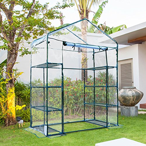 Outsunny Invernadero de Jardín Caseta para Cultivos Plantas Tomates Flores 143x73x195cm Tubo de Acero Cubierta PVC