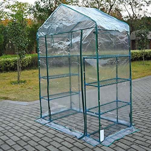 Outsunny Invernadero de Jardín Caseta para Cultivos Plantas Tomates Flores 143x73x195cm Tubo de Acero Cubierta PVC