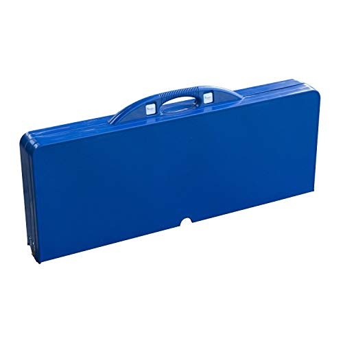 Outsunny Mesa Maleta de Camping Plegable Portátil 4 Asientos y Agujero Sombrilla Estructura Aluminio Playa Picnic 84.5x64.5x66cm (Azul)