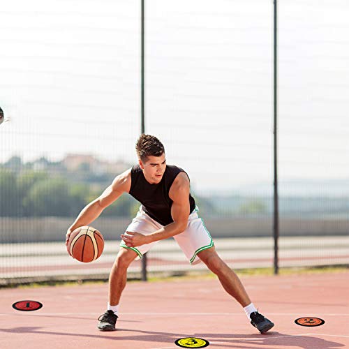 Outus 15 Marcadores de Entrenamiento de Baloncesto Marcadores de Mancha de Suelo de Número Márcador de Disco Plano 7,5 Pulgadas Marcadores Deportivos de Vinilo