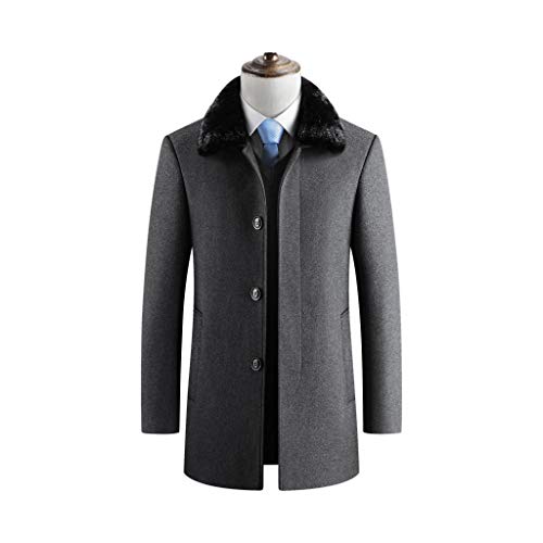 Overdose Abrigo Largo Elegante para Hombre Modelos De Otoño E Invierno Cuello De Piel Manga Larga Talla Grande De Un Solo Pecho Caballero Elegante Vintage Outerwear Coat