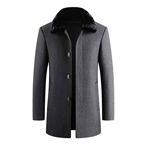 Overdose Abrigo Largo Elegante para Hombre Modelos De Otoño E Invierno Cuello De Piel Manga Larga Talla Grande De Un Solo Pecho Caballero Elegante Vintage Outerwear Coat