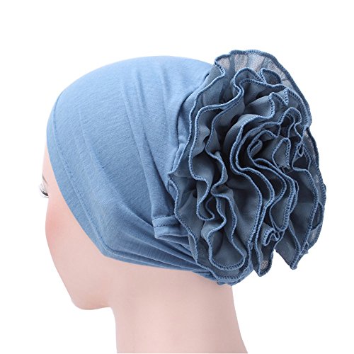 Overdose Cap Mujer Flor MusulmáN Ruffle CáNcer Chemo Sombrero AlgodóN Beanie Bufanda Turbante Head Wrap Casual Mejor Venta Gasa Sombrero