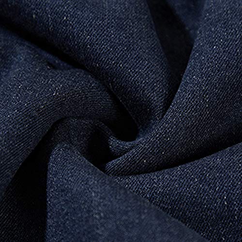 Overdose Chaqueta Vaquera De Los Hombres OtoñO Invierno BotóN De Bolsillo Solapa Chaqueta Vaquera con Capucha Top Abrigo Grueso Ropa De Abrigo (Small, Azul Oscuro)