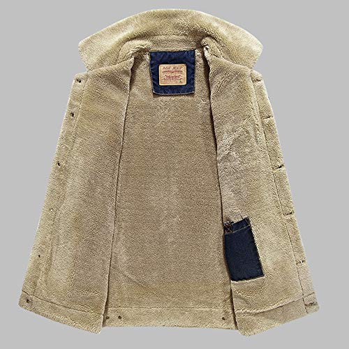 Overdose Chaqueta Vaquera De Los Hombres OtoñO Invierno BotóN De Bolsillo Solapa Chaqueta Vaquera con Capucha Top Abrigo Grueso Ropa De Abrigo (Small, Azul Oscuro)