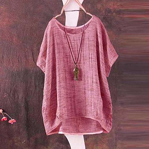 OverDose mujer Con Cuello En Cuello De Manga Larga De AlgodóN Casual SóLido TúNica Suelta Tops Camiseta Mujer Talla Grande (XXXXXL, Q-Rojo) OverDose mujer Con Cuello En Cuello De Manga Larga De AlgodóN Casual SóLido TúNica Suelta Tops Camiseta Mujer Talla Grande (XXXXXL, Q-Rojo)