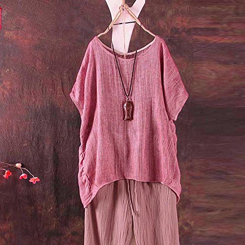 OverDose mujer Con Cuello En Cuello De Manga Larga De AlgodóN Casual SóLido TúNica Suelta Tops Camiseta Mujer Talla Grande (XXXXXL, Q-Rojo) OverDose mujer Con Cuello En Cuello De Manga Larga De AlgodóN Casual SóLido TúNica Suelta Tops Camiseta Mujer Talla Grande (XXXXXL, Q-Rojo)