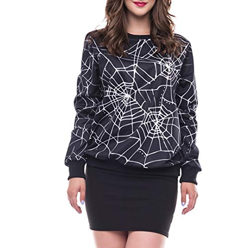 OverDose mujer De Halloween Espeluznante Web De ArañA 3D Imprimir Fiesta Manga Larga Sudadera Superior del Festival del Fantasma De Halloween Mejor Venta