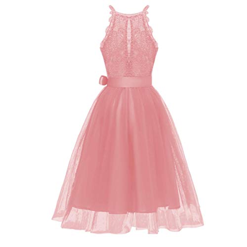 OverDose mujer De La Vendimia Princesa Bow CóCtel De Encaje Floral O-Cuello Fiesta Formal Una LíNea Swing Dress Novia Vestidos De Dama De Honor