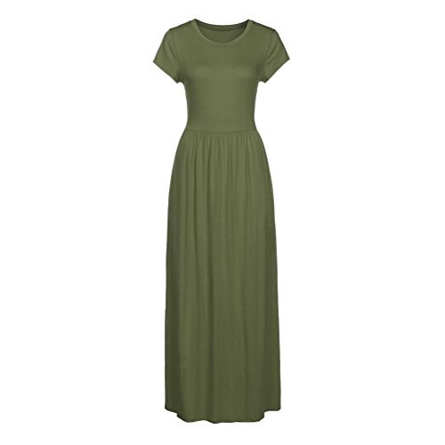 OverDose mujer O Cuello Bolsillos Casuales Corto A-Line Manga Vestido De Longitud De Piso De AlgodóN Flojo Vestido De Fiesta (M, Verde) OverDose mujer O Cuello Bolsillos Casuales Corto A-Line Manga Vestido De Longitud De Piso De AlgodóN Flojo Vestido De Fiesta (M, Verde)