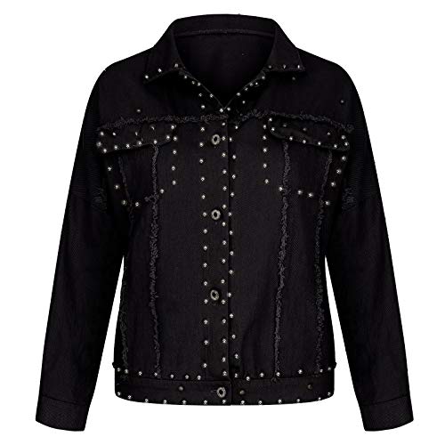 OverDose mujer Populares 2018 OtoñO Impreso Corto Chaqueta con Jeans Modelo De Moda De Manga Larga Outwear (M, Negro) OverDose mujer Populares 2018 OtoñO Impreso Corto Chaqueta con Jeans Modelo De Moda De Manga Larga Outwear (M, Negro)