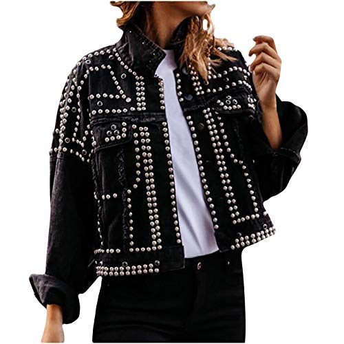 OverDose mujer Populares 2018 OtoñO Impreso Corto Chaqueta con Jeans Modelo De Moda De Manga Larga Outwear (M, Negro) OverDose mujer Populares 2018 OtoñO Impreso Corto Chaqueta con Jeans Modelo De Moda De Manga Larga Outwear (M, Negro)