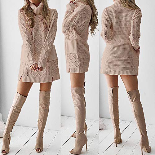OverDose mujer Vestidos De SuéTer De Punto De Cuello Alto Falda Linda Caliente De Manga Larga con Bolsillo Holiday Sexy Mini Vestido Recto OverDose mujer Vestidos De SuéTer De Punto De Cuello Alto Falda Linda Caliente De Manga Larga con Bolsillo Holiday Sexy Mini Vestido Recto