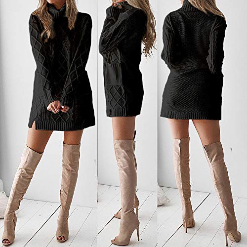 OverDose mujer Vestidos De SuéTer De Punto De Cuello Alto Falda Linda Caliente De Manga Larga con Bolsillo Holiday Sexy Mini Vestido Recto OverDose mujer Vestidos De SuéTer De Punto De Cuello Alto Falda Linda Caliente De Manga Larga con Bolsillo Holiday Sexy Mini Vestido Recto