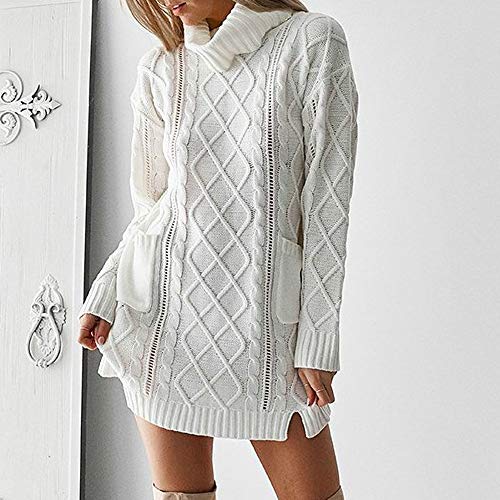 OverDose mujer Vestidos De SuéTer De Punto De Cuello Alto Falda Linda Caliente De Manga Larga con Bolsillo Holiday Sexy Mini Vestido Recto OverDose mujer Vestidos De SuéTer De Punto De Cuello Alto Falda Linda Caliente De Manga Larga con Bolsillo Holiday Sexy Mini Vestido Recto