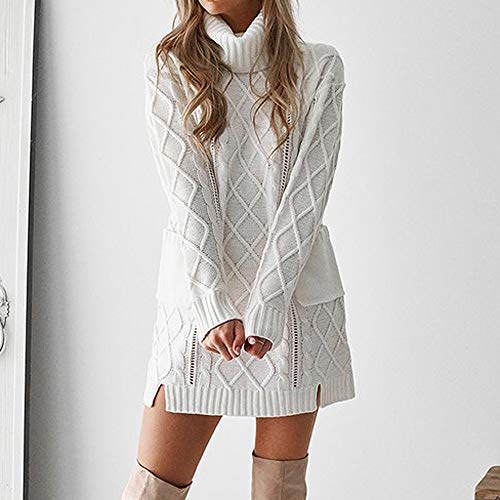 OverDose mujer Vestidos De SuéTer De Punto De Cuello Alto Falda Linda Caliente De Manga Larga con Bolsillo Holiday Sexy Mini Vestido Recto OverDose mujer Vestidos De SuéTer De Punto De Cuello Alto Falda Linda Caliente De Manga Larga con Bolsillo Holiday Sexy Mini Vestido Recto