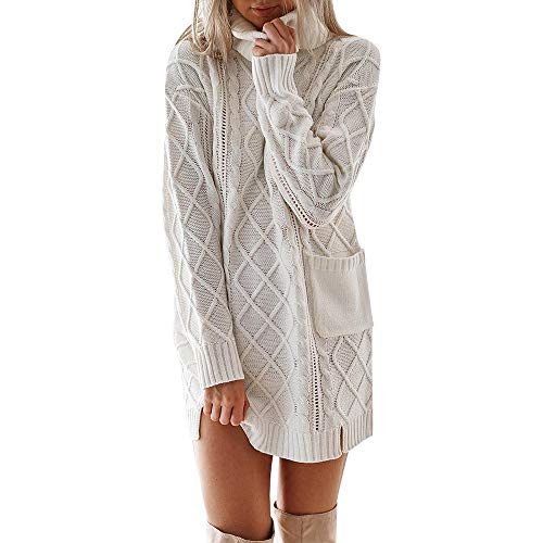 OverDose mujer Vestidos De SuéTer De Punto De Cuello Alto Falda Linda Caliente De Manga Larga con Bolsillo Holiday Sexy Mini Vestido Recto OverDose mujer Vestidos De SuéTer De Punto De Cuello Alto Falda Linda Caliente De Manga Larga con Bolsillo Holiday Sexy Mini Vestido Recto