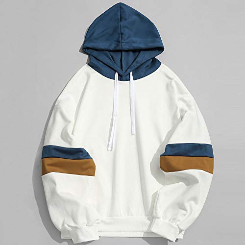 Overdose Sudadera Hombres Patchwork Slim Fit Hoodie OtoñO Moda Outwear Nueva Blusa Adolescente Top 2018 Sudadera (Medium, X-Blanco)