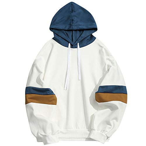 Overdose Sudadera Hombres Patchwork Slim Fit Hoodie OtoñO Moda Outwear Nueva Blusa Adolescente Top 2018 Sudadera (Medium, X-Blanco)