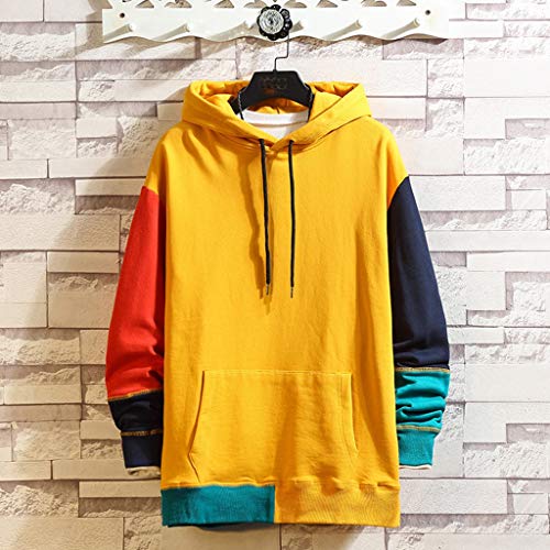 Overdose Sudadera Hombres Patchwork Slim Fit Hoodie OtoñO Moda Outwear Nueva Blusa Adolescente Top 2018 Sudadera (x-Large, Naranja)