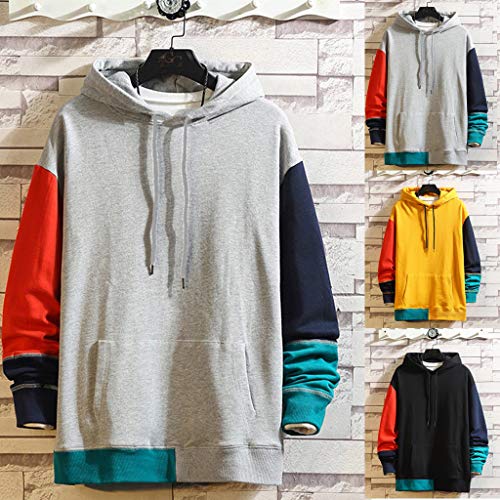 Overdose Sudadera Hombres Patchwork Slim Fit Hoodie OtoñO Moda Outwear Nueva Blusa Adolescente Top 2018 Sudadera (x-Large, Naranja)