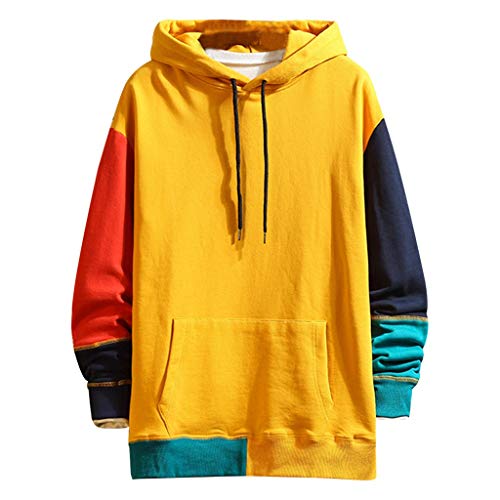 Overdose Sudadera Hombres Patchwork Slim Fit Hoodie OtoñO Moda Outwear Nueva Blusa Adolescente Top 2018 Sudadera (x-Large, Naranja)