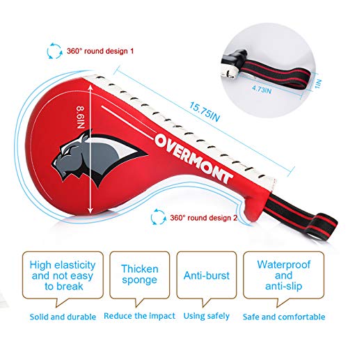 Overmont 1 par de cojín de retroceso de cuero PU pao manoplas doble kick pad equipo de artes marciales para boxeo boxing entrenamiento taekwondo karate judo Jiu-jitsu brasileño color negro/rojo Overmont 1 par de cojín de retroceso de cuero PU pao manoplas doble kick pad equipo de artes marciales para boxeo boxing entrenamiento taekwondo karate judo Jiu-jitsu brasileño color negro/rojo