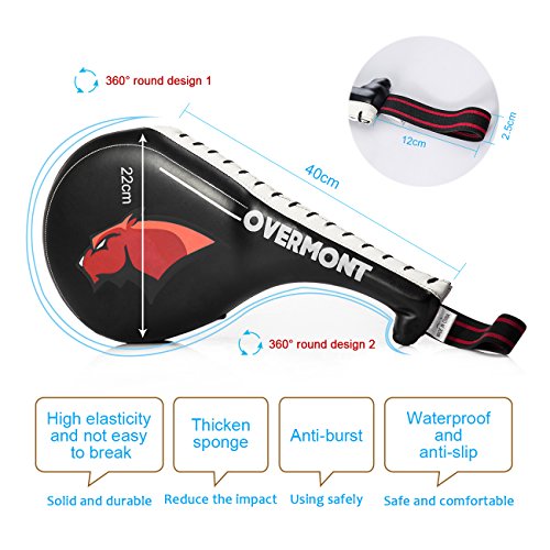 Overmont 1 par de cojín de Retroceso de Cuero PU pao Manoplas Doble Kick Pad Equipo de Artes Marciales para Boxeo Boxing Entrenamiento Taekwondo Karate Judo Jiu-Jitsu brasileño Color Negro/Rojo Overmont 1 par de cojín de Retroceso de Cuero PU pao Manoplas Doble Kick Pad Equipo de Artes Marciales para Boxeo Boxing Entrenamiento Taekwondo Karate Judo Jiu-Jitsu brasileño Color Negro/Rojo