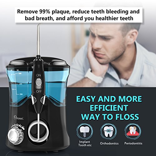 Ovonni Irrigador Dental Profesional, 7 Boquillas Intercambiables, 10 Ajustes de Presión, 600 ML de Gran Tanque de Agua, Recomendado por Dentistas y Médicos de Higiene Bucal, Cuidado Familiar Ovonni Irrigador Dental Profesional, 7 Boquillas Intercambiables, 10 Ajustes de Presión, 600 ML de Gran Tanque de Agua, Recomendado por Dentistas y Médicos de Higiene Bucal, Cuidado Familiar