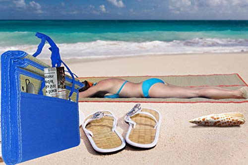 O&W Security Esterilla de playa de paja para la playa, 180 x 60 cm, con asa, muy buena calidad, fácil de transportar y ecológica.
